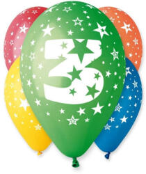 Godan Happy Birthday 3 Star léggömb, lufi 5 db-os 12 inch (30cm) (MLG301489)