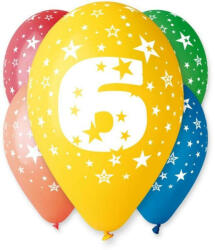 Godan Happy Birthday 6 star léggömb lufi 5 db-os 12 inch (30cm) (MLG301564)