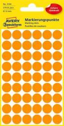 Avery-Zweckform Etikett, 12 mm, kör, AVERY ZWECKFORM, neon narancs, 270 etikett/csomag 3148 (3148)