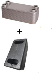 BRH Lemezes hőcserélő + szigetelés 60 lemez, kis ellenállású, max 12, 7 m3/h, 4x5/4", 124x304x157 mm, felület: 1, 8 m2, + NTC fészek, 60 forrasztott lemezes, BRH-88