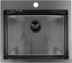 Laveo MALAWI inox grafit színű beépíthető inox mosogató szifonnal, 50x58x20 cm (SLM_510T)