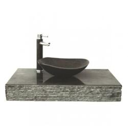 Inter Ceramic Мивка с плот за баня ICL 4022, стенен монтаж, мрамор, син, 90x50x10см - 40х40х12см (4022)