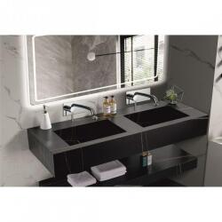 Inter Ceramic Мивка за баня PIETRA ICL 12049/140B / БЕЗ ОТВОР, двойна, стенен монтаж, кварц, черен мат, 140x50x18см (12049/140B / БЕЗ ОТВОР)