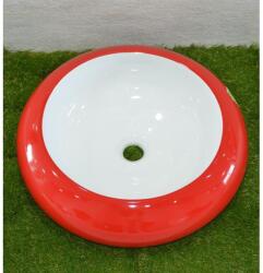 Inter Ceramic Мивка за баня ICB 010 R&W, монтаж върху плот, порцелан, бял + червен, 50x50x13см (010 R&W)