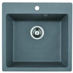 Inter Ceramic Кухненска мивка 5050, Inter Ceramic, гранит, едно корито, със сифон, 50х50см (5050 GRAY CENTRAL HOLE) Мивка за вграждане