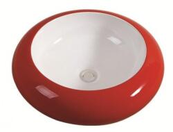Inter Ceramic Мивка за баня 010 r&w, монтаж върху плот, порцелан, червен + бял (010 rw)