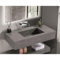 Inter Ceramic Мивка за баня PIETRA ICL 12049/100G БЕЗ ОТВОР, стенен монтаж, кварц, сив мат, 100x50x18см (12049/100G БЕЗ ОТВОР)