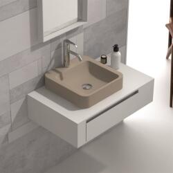 Inter Ceramic Мивка за баня ICP 8029 / 3861C + Мебел за баня, стенен монтаж, iStone, бял + капучино мат (8029 / 3861C)