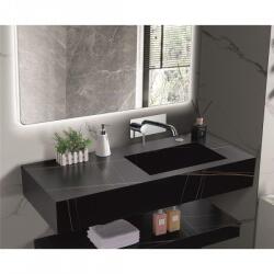 Inter Ceramic Мивка за баня PIETRA 12049/120B RIGHT БЕЗ ОТВОР, стенен монтаж, кварц, черен мат, 120x50x18см (12049/120B RIGHT БЕЗ ОТВОР)