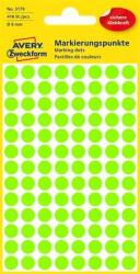 Avery-Zweckform Etikett, 8 mm, kör, AVERY ZWECKFORM, neon zöld, 416 etikett/csomag (AY3179) - iroda24