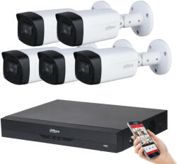 DAHUA 5 kamerás 8MP 4K kamera rendszer szett 80 méter éjjellátással (HAC-80M-8MP-5)