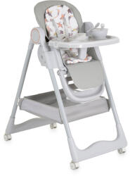 Moni SURPRISE etetőszék szilikon tányérral, evőeszközzel, előkével SZÜRKE