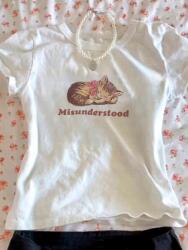 Shein Fehér Póló Nyomott Mintával (xs) (608742)