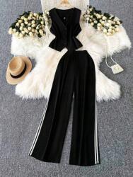 Shein Fekete Mellény Nadrág Szett (1XL) (608091)