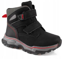 Linshi Fiú csizma öko-nubuk tépőzáras szőrme fekete téli hótaposó 32-es (A4146)