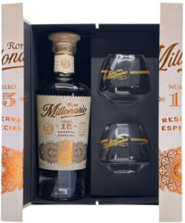 Ron Millonario Solera N°15 rum ÚJ ajándékcsomag 2 pohárral (0, 7L / 40%) - goodspirit