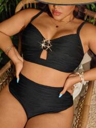 Shein Fekete Texturált Kétrészes Ruha (0XL) (606528)