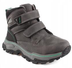 Linshi Fiú csizma öko-nubuk tépőzáras szőrme szürke téli hótaposó 35-ös (A4146)