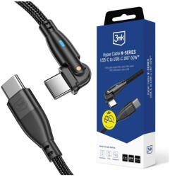 3mk Protection Kábel 3MK Hyper Cable N-SERIES USB-C to USB-C 2m 20V/3A 60W forgatható fekete (5903108680165)