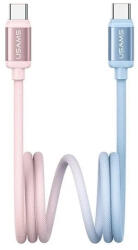 USAMS BICOLOR adatkábel (Type-C - Type-C, 60W, PD gyorstöltő, 120cm) KÉK/RÓZSASZÍN (SJ756USB03) (SJ756USB03) - xpro