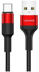 USAMS Braided U5 2A USB-C kábel 1.2m piros SJ221TC02 (US-SJ221) (SJ221TC02)