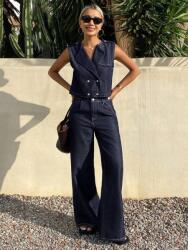 Dazy Sötétkék Mellény Nadrág Szett (L) (606144)