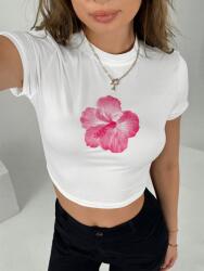 Shein Fehér Rövid Ujjú Póló Nyomott Mintával (s) (607072)