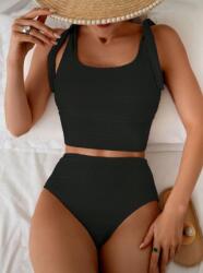 Shein Fekete Texturált Fürdőruha Tankini (M) (607039)