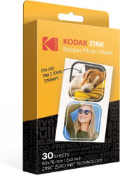 Kodak Zink instant fotópapír, 2x3" papírméret, előre kivágott 2 matrica, 30db