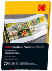 Kodak fotópapír ragasztható matrica, A6, 10x15cm, fényes, 120g, 20db