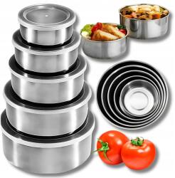  Tál Konyhai Fedéllel Acél Vendéglátóipari Szett Acél 5db (MISKA MISKI Z POKRYWKĄ KUCHENNA)