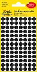 Avery-Zweckform Etikett, 8 mm, kör, AVERY ZWECKFORM, fekete, 416 etikett/csomag (AY3009) - officesprint