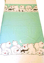  Bordűrös pamutvászon textil - 160 cm / jegesmedvék - menta