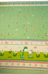  Bordűrös pamutvászon textil - 160 cm / vidám zsiráf - zöld