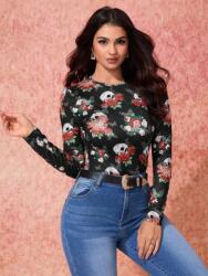 Shein Fekete Mintás Póló (XL) (606301)