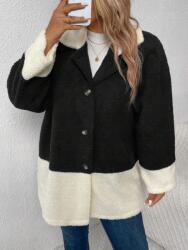 Shein Fekete Plüss Kabát Ekrü Betéttel (3XL) (605610)