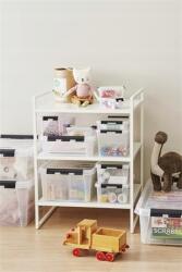 SmartStore Tárolódoboz "Classic 15", átlátszó, műanyag, fekete fogantyúk, 6 rekesz, Smar