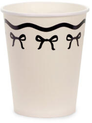  Paper cups with bows, cream-black, 220 ml (1 pkt / 6 pc. ) (KPP93-EU1)