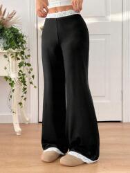 Shein Fekete Egyenes Csipkés Nadrág (L) (606224)