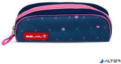 Belmil Tolltartó, henger alakú, cipzáras, BELMIL"Hearts", kék, szívek