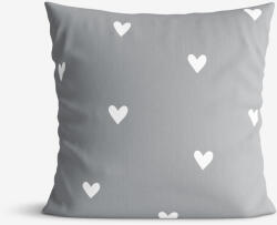 Goldea pamut párnahuzat - szívecskék, szürke alapon 50 x 70 cm