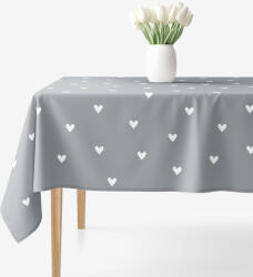 Goldea szögletes terítő 100% pamutvászon - szívecskék, szürke alapon 140 x 220 cm