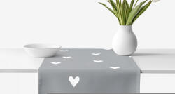 Goldea pamut asztali futó - szívecskék, szürke alapon 35x160 cm