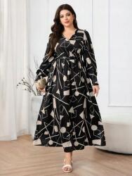 Shein Fekete Ruha Hosszú Ujjú Mintával (3XL) (605870)