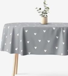 Goldea ovális pamut terítő - szívecskék, szürke alapon 140 x 180 cm