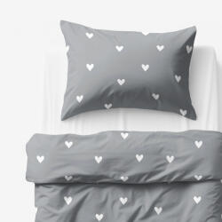 Goldea gyermek pamut ágyneműhuzat - szívecskék, szürke alapon 140 x 200 és 70 x 90 cm