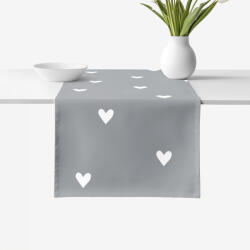 Goldea pamut asztali futó - szívecskék, szürke alapon 50x160 cm