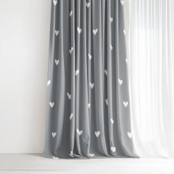 Goldea pamut drapéria - szívecskék, szürke alapon 200x150 cm