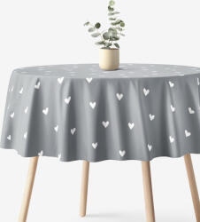 Goldea kör alakú pamut terítő - szívecskék, szürke alapon Ø 110 cm