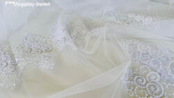 fuggonyoutlet Méteráru, 2 sor hímzett az alján, fehér, 280 cm